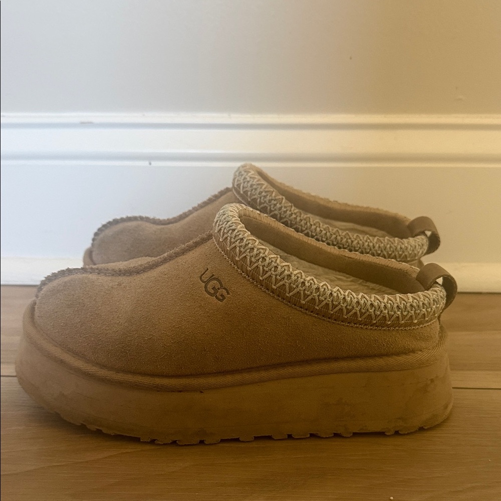UGG Tan Suede Slip-On Platform Mules